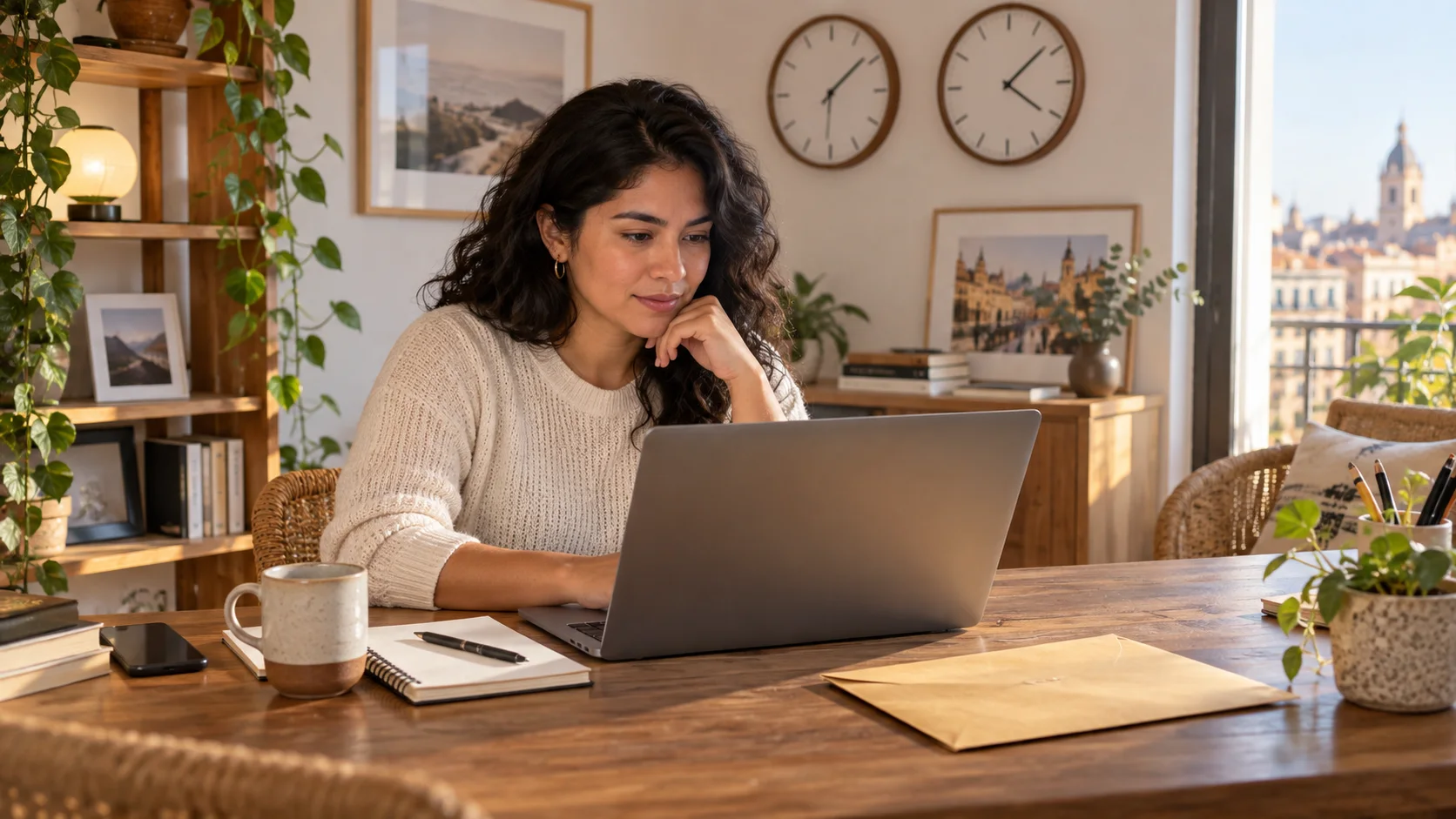 Persona trabajando a distancia desde su espacio de trabajo