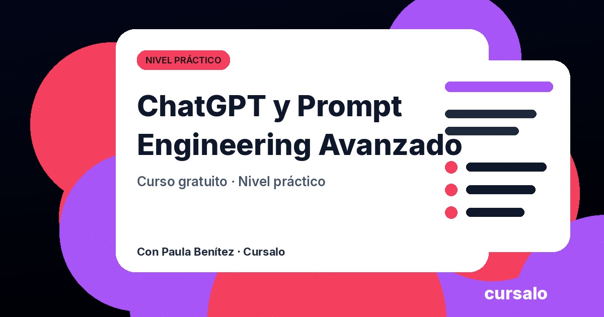 Portada del curso ChatGPT y Prompt Engineering Avanzado