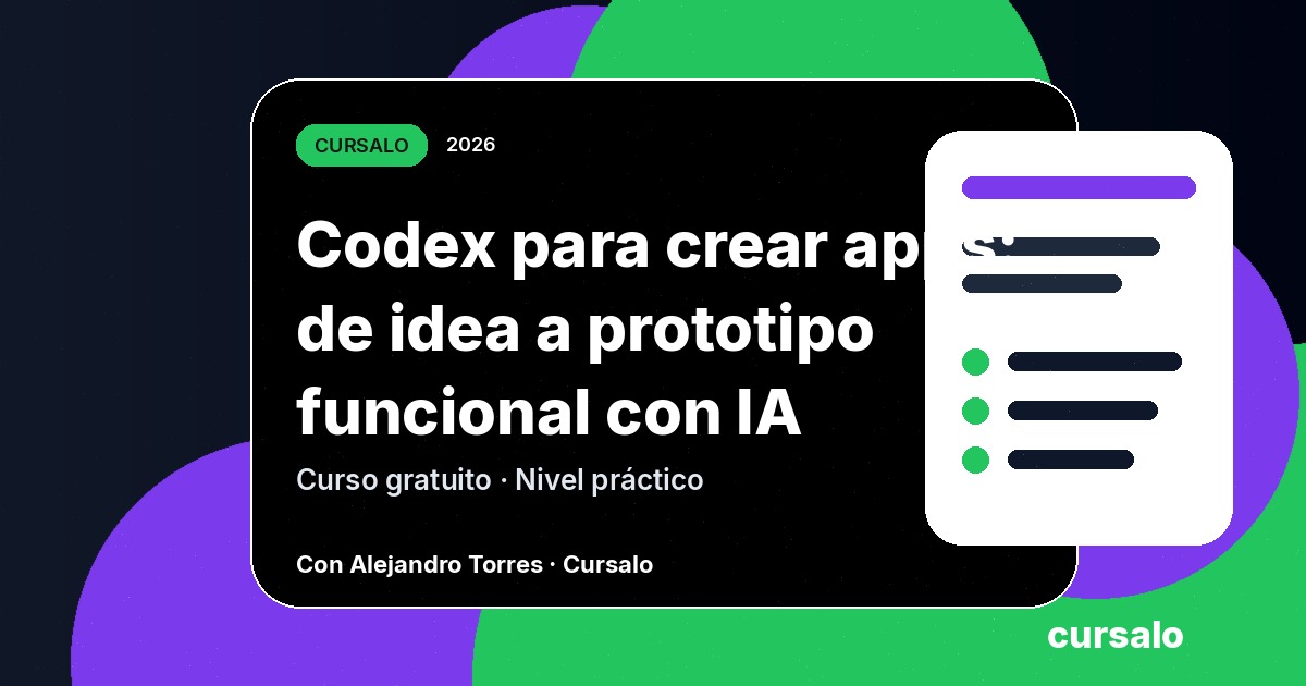 Portada del curso Codex para crear apps: de idea a prototipo funcional con IA