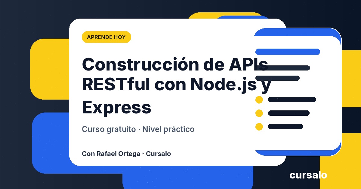 Portada del curso Construcción de APIs RESTful con Node.js y Express