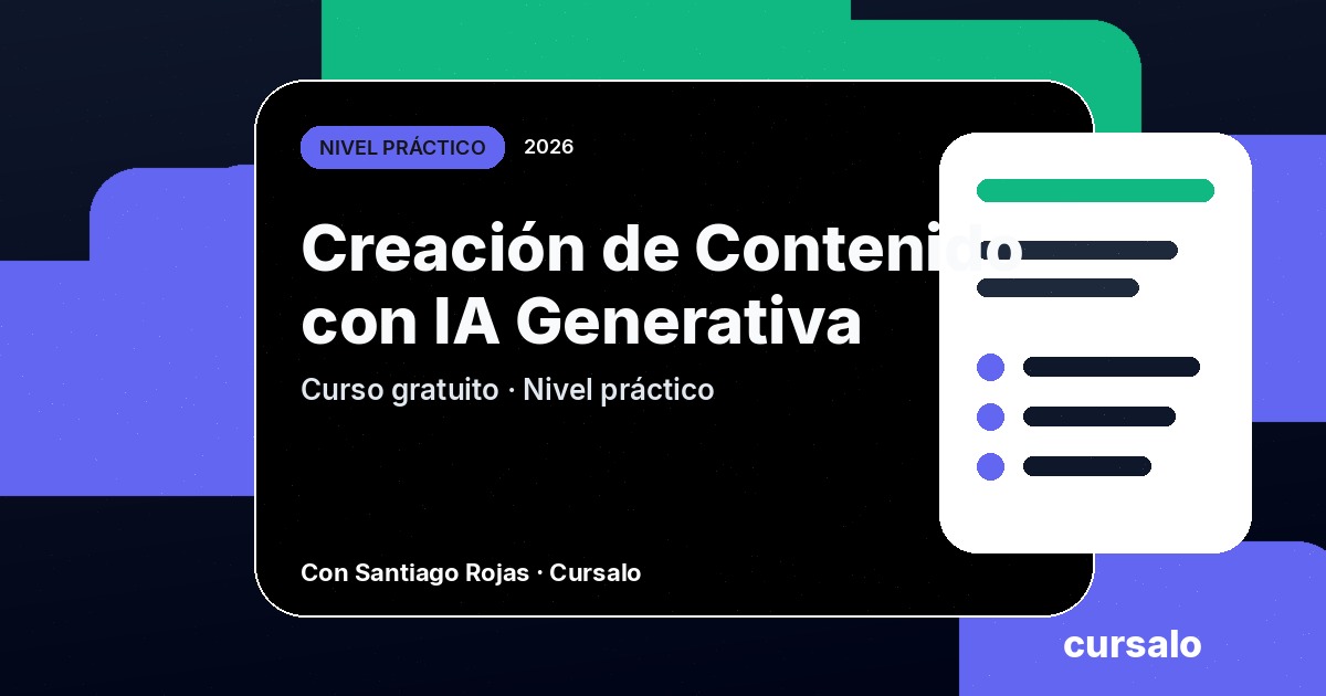 Portada del curso Creación de Contenido con IA Generativa