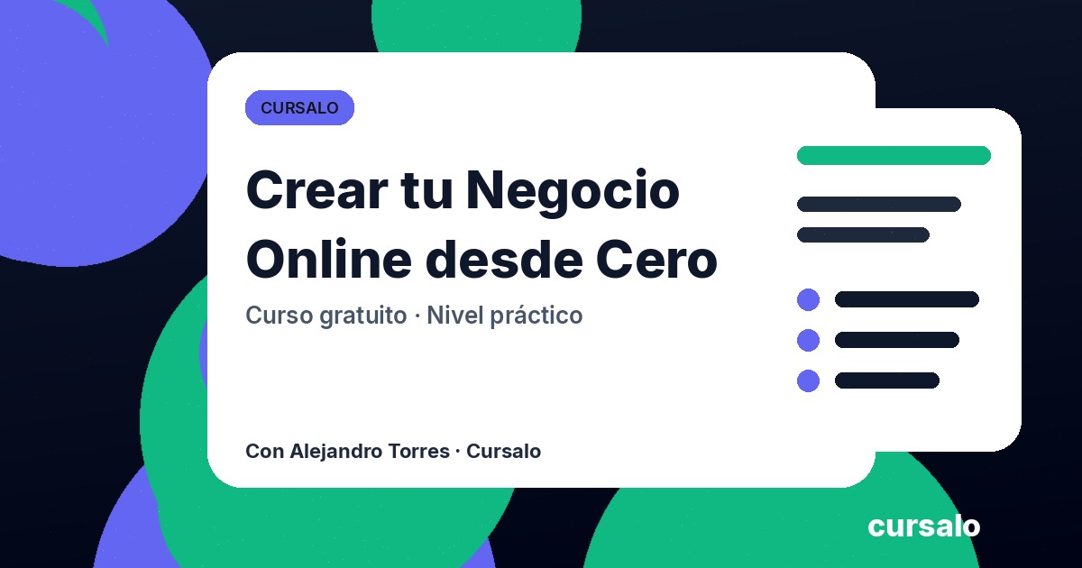 Portada del curso Crear tu Negocio Online desde Cero
