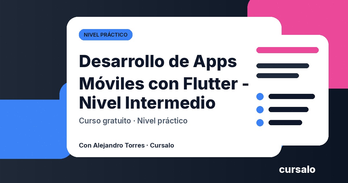 Portada del curso Desarrollo de Apps Móviles con Flutter - Nivel Intermedio