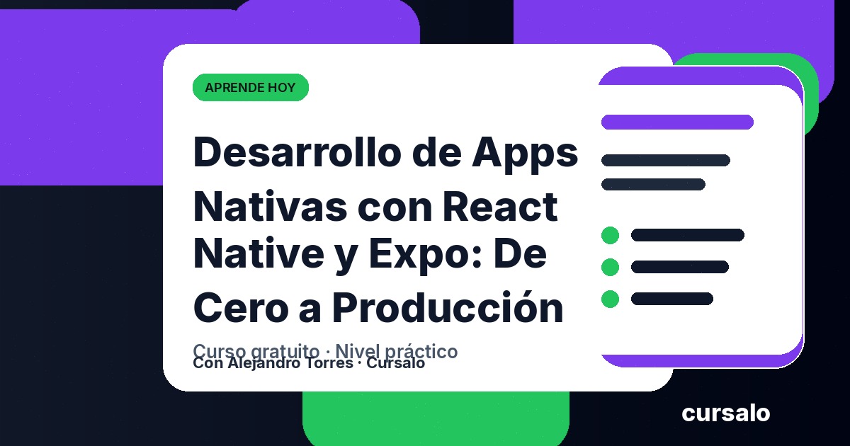Portada del curso Desarrollo de Apps Nativas con React Native y Expo: De Cero a Producción