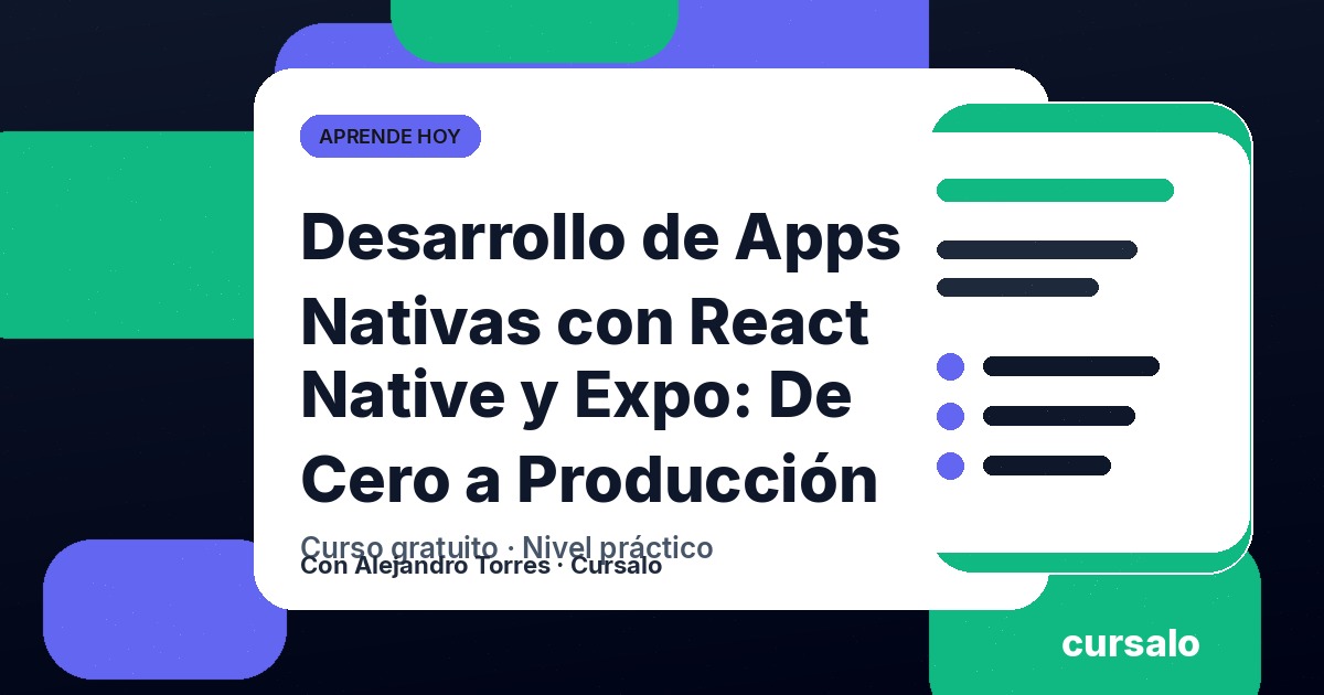 Portada del curso Desarrollo de Apps Nativas con React Native y Expo: De Cero a Producción