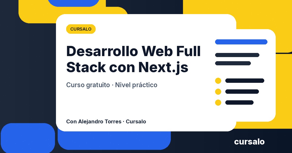 Portada del curso Desarrollo Web Full Stack con Next.js