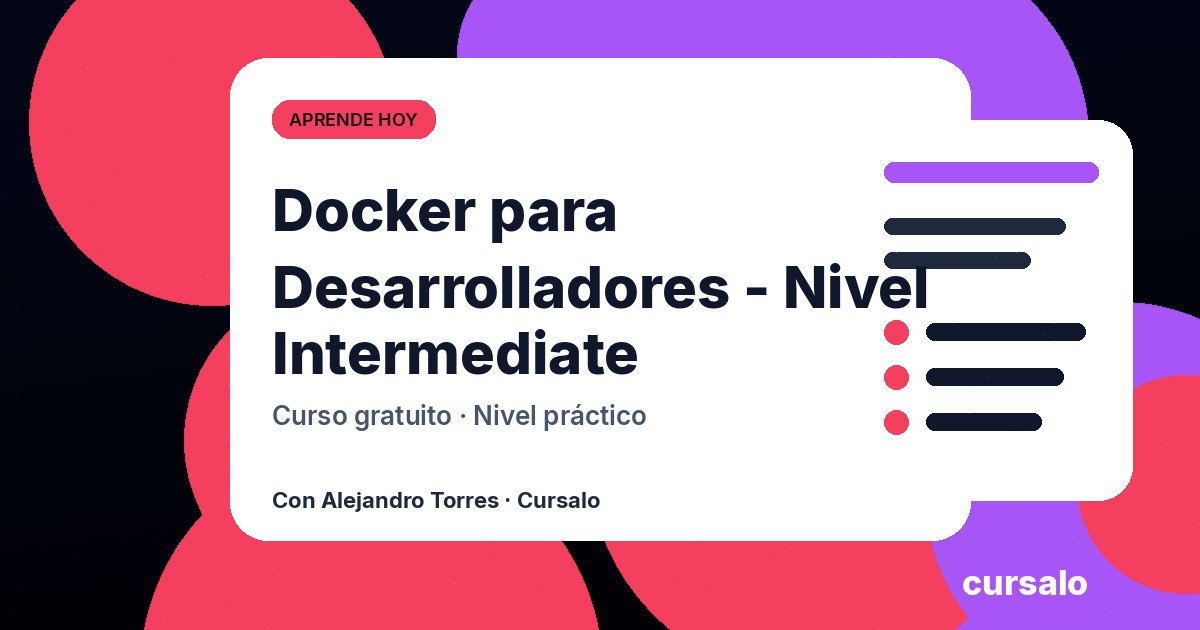 Portada del curso Docker para Desarrolladores - Nivel Intermediate