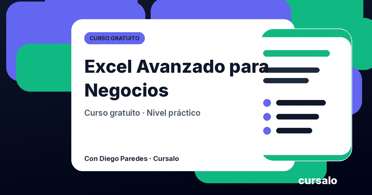 Portada del curso Excel Avanzado para Negocios