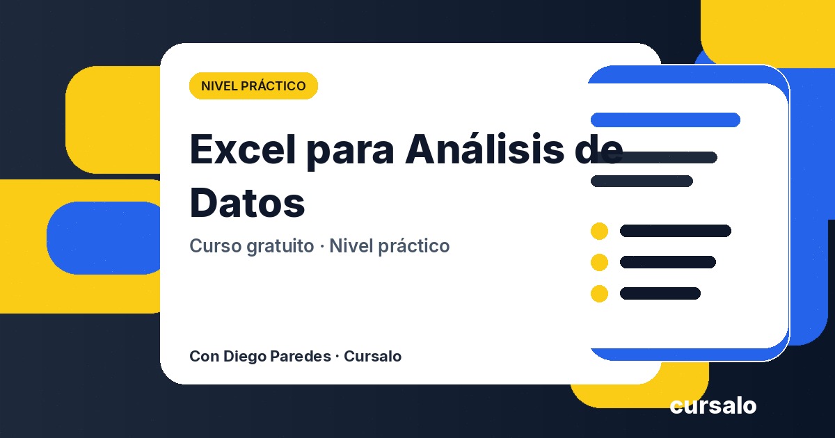 Portada del curso Excel para Análisis de Datos