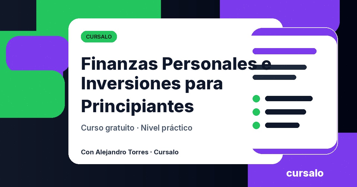 Portada del curso Finanzas Personales e Inversiones para Principiantes