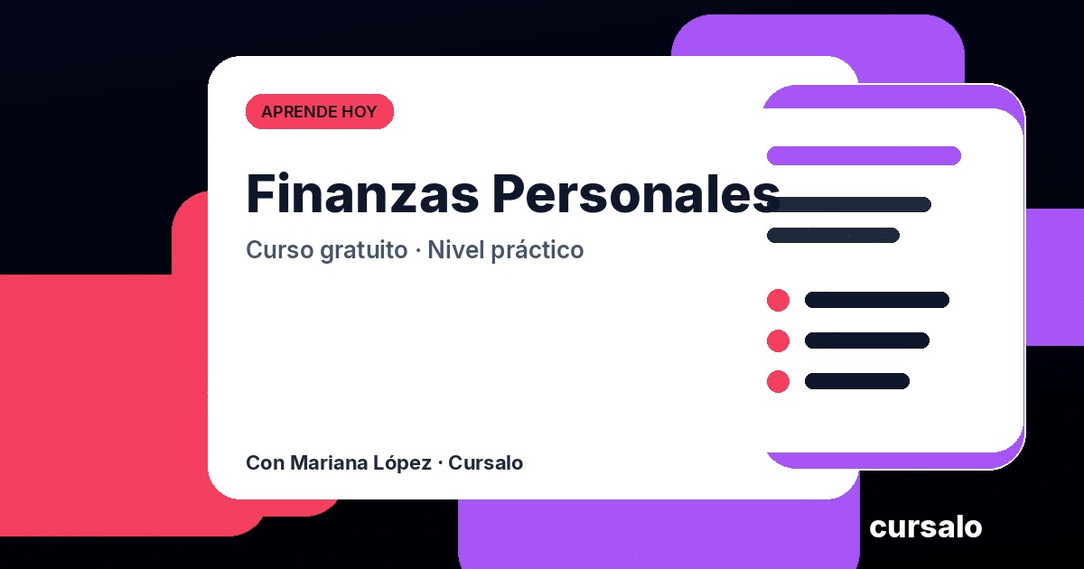 Portada del curso Finanzas Personales