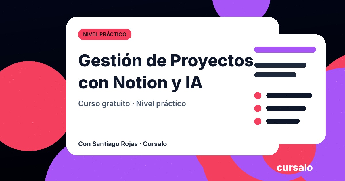 Portada del curso Gestión de Proyectos con Notion y IA