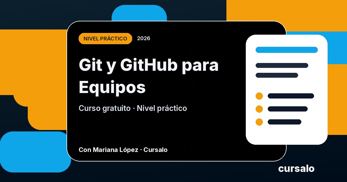 Portada del curso Git y GitHub para Equipos