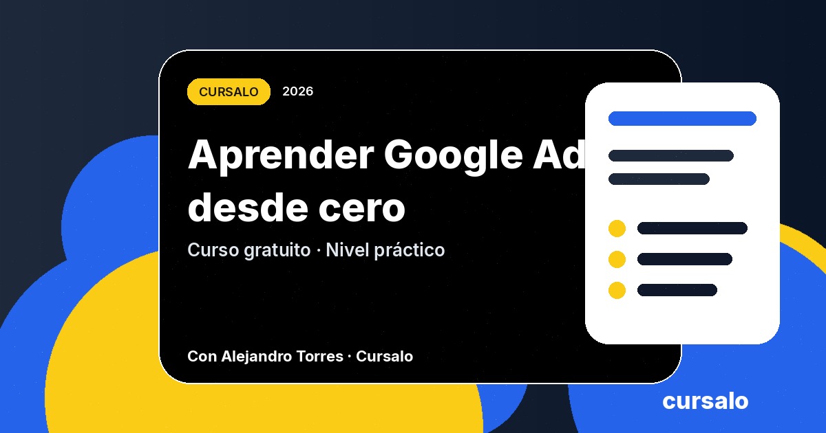 Portada del curso Aprender Google Ads desde cero