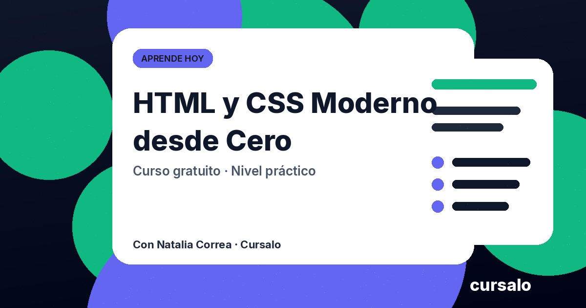 Portada del curso HTML y CSS Moderno desde Cero