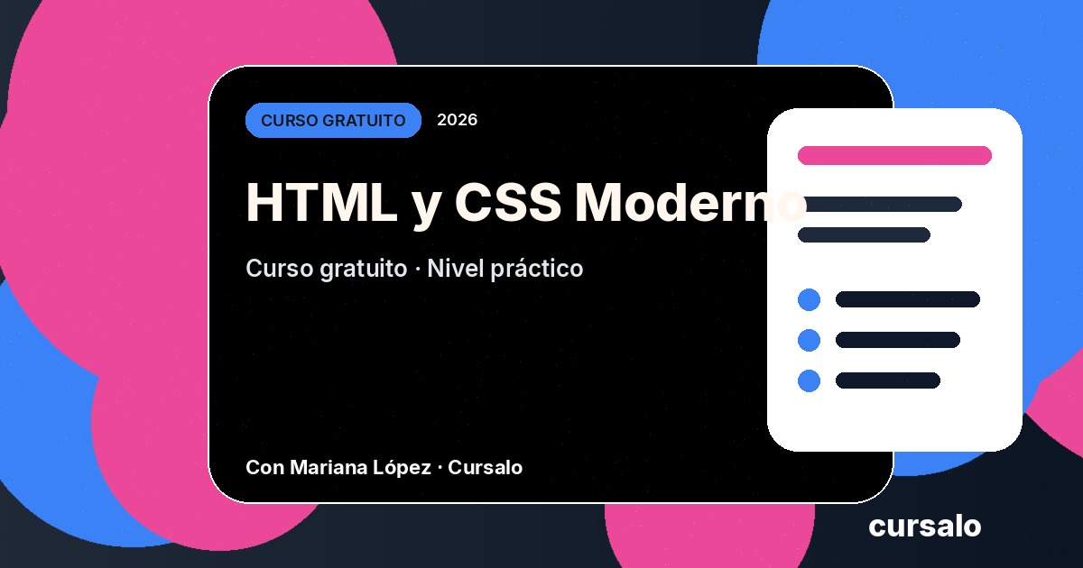 Portada del curso HTML y CSS Moderno