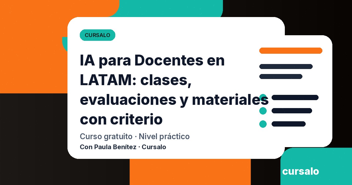 Portada del curso IA para Docentes en LATAM: clases, evaluaciones y materiales con criterio