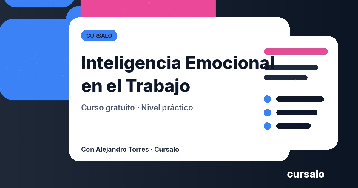 Portada del curso Inteligencia Emocional en el Trabajo