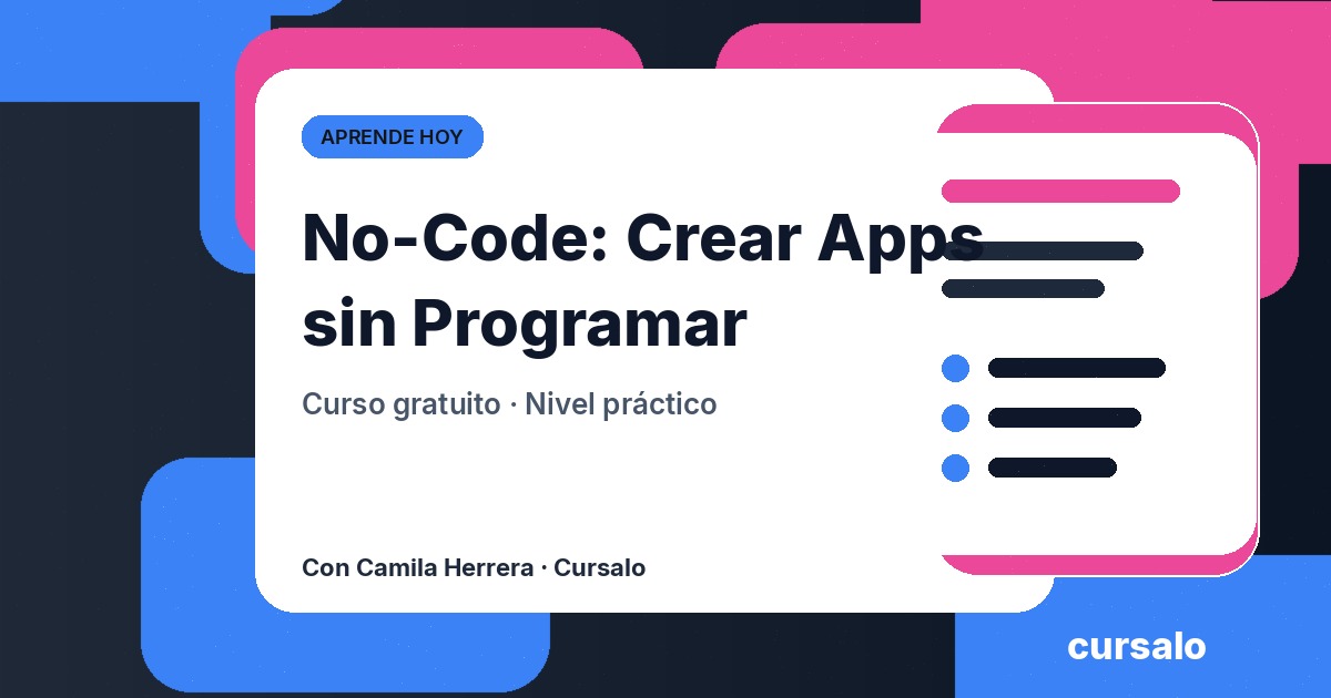 Portada del curso No-Code: Crear Apps sin Programar