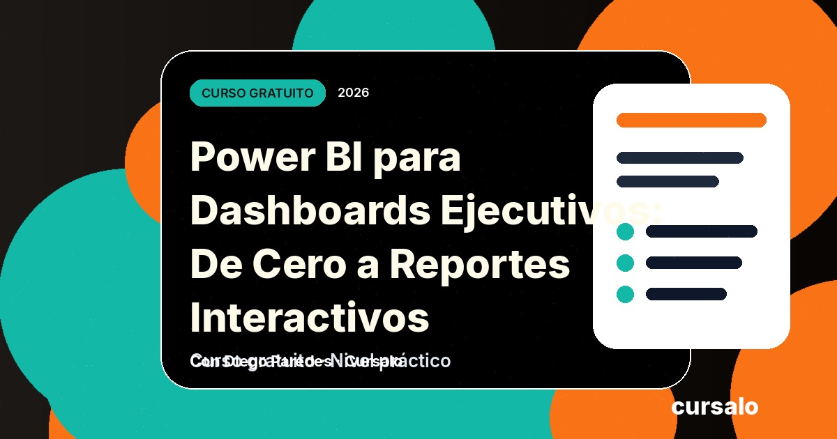 Portada del curso Power BI para Dashboards Ejecutivos: De Cero a Reportes Interactivos