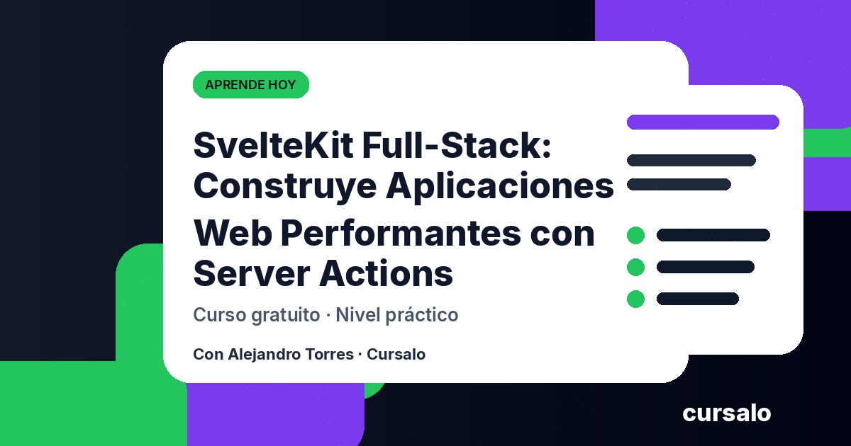 Portada del curso SvelteKit Full-Stack: Construye Aplicaciones Web Performantes con Server Actions